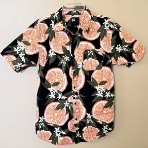 RSQ Collective Mens Oranges Fruit Novelty Print Shirt Beach Vacation Tropical